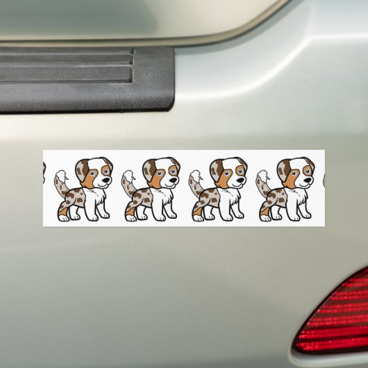 Miniatuur Amerikaanse Herder Red Merle staart Bumpersticker (Op auto)