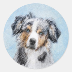 Miniatuur-Amerikaanse herderdeschilderkunst Ronde Sticker