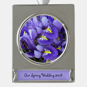Miniatuur Blue Iriss Spring Floral Verzilverd Banner Ornament