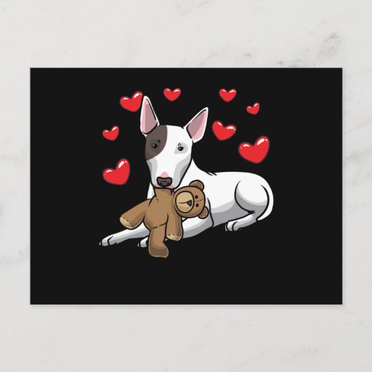 Miniatuur Bull Terrier Dog met gespoten dier Briefkaart (Voorkant)