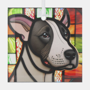 Miniatuur Bull Terrier "Glas in lood" Glas Ornament