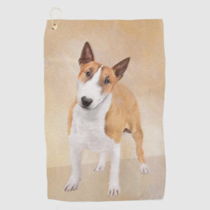 Miniatuur Bull Terrier Painting - Cute Original Do Golfhanddoek