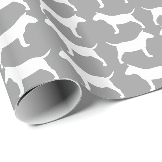 Miniatuur Bull Terrier Silhouettes Pattern Cadeaupapier (Rol Hoek)