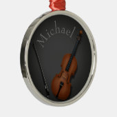 Miniatuur Cello & Bow Inside Persoonlijk Metalen Ornament (Rechts)