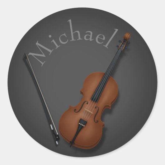 Miniatuur Cello & Bow Inside Persoonlijk Ronde Sticker (Voorkant)