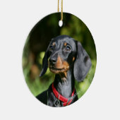 Miniatuur Dachshund 3 met gladde haren Keramisch Ornament (Rechts)