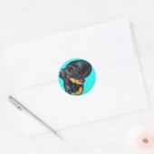 Miniatuur Dachshund Painting - diskette Ronde Sticker (Envelop)