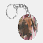 Miniatuur Dachshund Puppy met gladde haren Sleutelhanger (Voorkant Links)