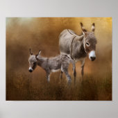 Miniatuur Donkey met Colt Poster (Voorkant)