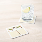 Miniatuur Dragonfly op witte achtergrond Vierkante Kartonnen Onderzetter (Insitu)