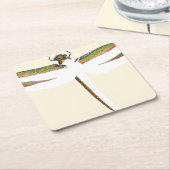 Miniatuur Dragonfly op witte achtergrond Vierkante Kartonnen Onderzetter (Schuin)