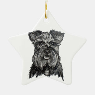 Miniatuur Duitse Schnauzer Keramisch Ornament