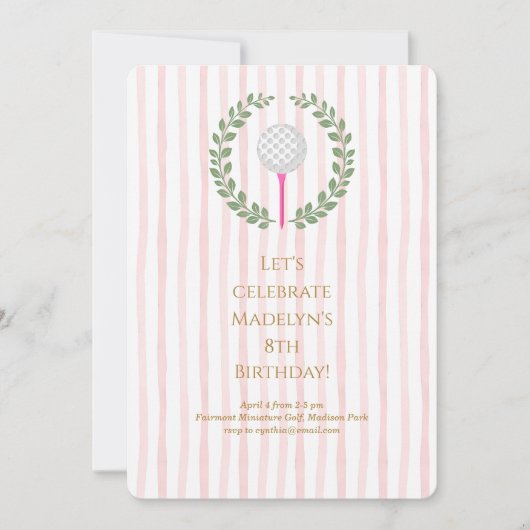 Miniatuur Golf Kinderverjaardagsfeestje Kaart (Voorkant)