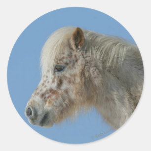 Miniatuur Horse Headshot Ronde Sticker