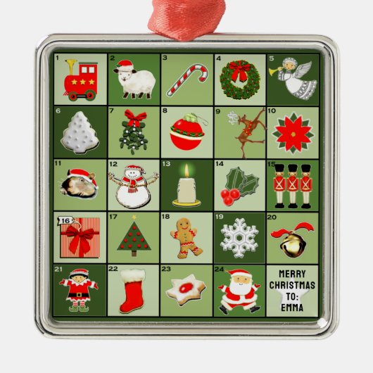 Miniatuur Kerst Advent Kalender Metalen Ornament (Voorkant)