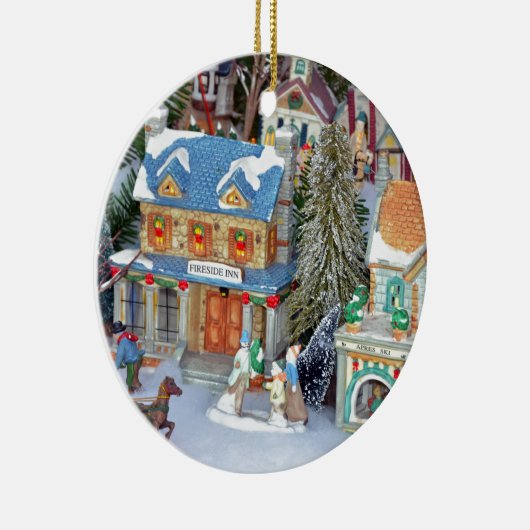 Miniatuur kerstdorp keramisch ornament (Rechts)