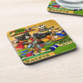 Miniatuur Knight Cat Model Schilderkatten Bier Onderzetter (Linkerzijde)