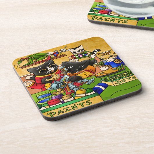 Miniatuur Knight Cat Model Schilderkatten Bier Onderzetter (Linkerzijde)