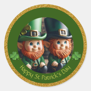 Miniatuur Leprechaun St Patrick's Day Bedankt RS01 Ronde Sticker