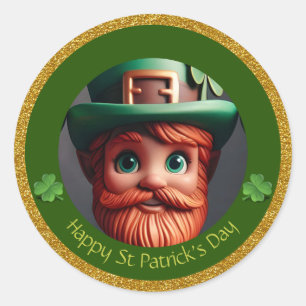 Miniatuur Leprechaun St Patrick's Day Bedankt RS03 Ronde Sticker