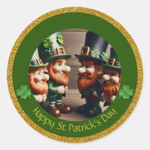 Miniatuur Leprechaun St Patrick's Day Bedankt RS05 Ronde Sticker