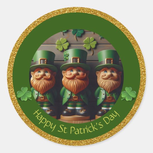 Miniatuur Leprechaun St Patrick's Day Bedankt RS06 Ronde Sticker (Voorkant)