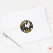 Miniatuur Mare & Foal in de bloemen Ronde Sticker (Envelop)