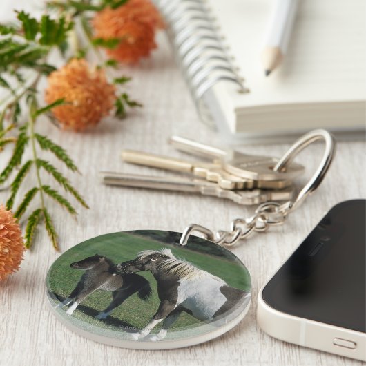 Miniatuur Mare & Foal Standing Sleutelhanger (Voorkant Rechts)