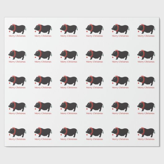 Miniatuur pig kerstontwerp cadeaupapier (Vlak)