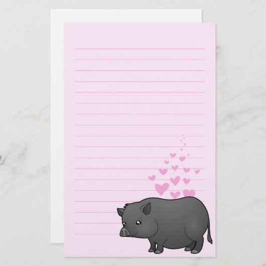 Miniatuur Pig Love Briefpapier (Voorkant / Achterkant)