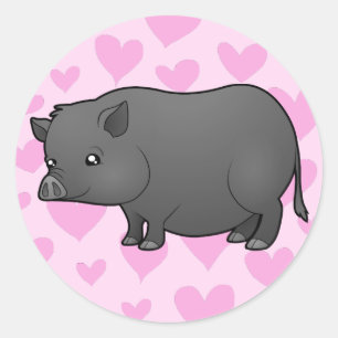 Miniatuur Pig Love Ronde Sticker
