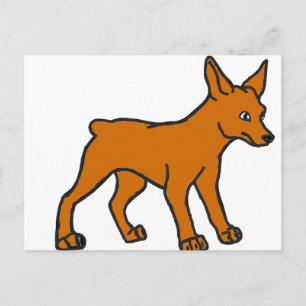miniatuur pinscher cartoon stag red briefkaart