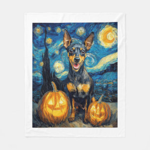 Miniatuur Pinscher Cute Hond Halloween Jack O Lant Fleece Deken