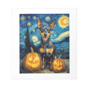 Miniatuur Pinscher Cute Hond Halloween Jack O Lant Notitieblok
