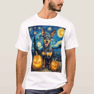Miniatuur Pinscher Cute Hond Halloween Jack O Lant T-shirt