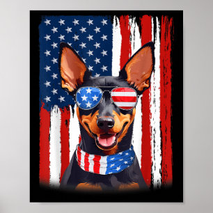 Miniatuur Pinscher Dog America Vlag 4 juli US Poster
