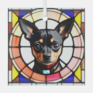 Miniatuur Pinscher "Glas in lood" Glas Ornament