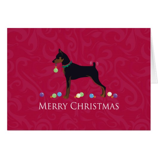 Miniatuur Pinscher Greetings Holiday Card (Voorkant Horizontaal)