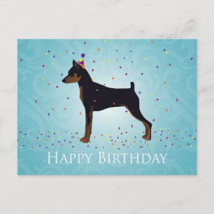 Miniatuur Pinscher Happy Birthday-ontwerp Briefkaart