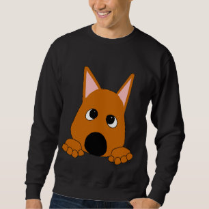 Miniatuur Pinscher Herten Rood Glurend Cartoon Trui