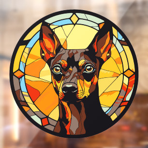 Miniatuur Pinscher Hondenras Faux Glas in lood Raamsticker