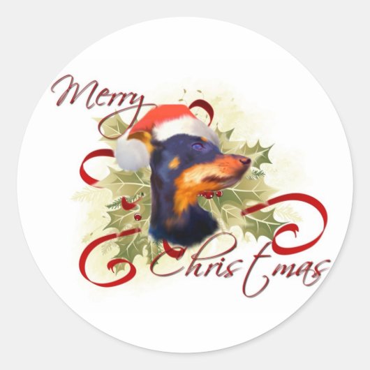Miniatuur Pinscher Kerst stickers (Voorkant)