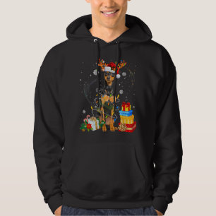 Miniatuur Pinscher-kerstboom Light Pajama Dog Hoodie