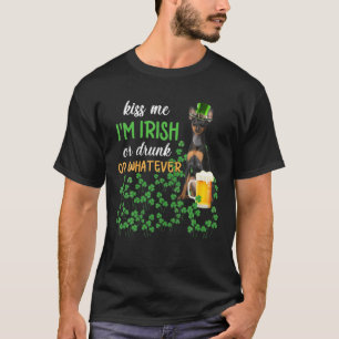 Miniatuur Pinscher Kiss Ik ben Iers of Drink of W T-shirt