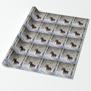 Miniatuur Pinscher Laat Het Sneeuw Kerstmis Cadeaupapier