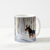 Miniatuur Pinscher Laat Het Sneeuw Kerstmis Koffiemok (Voorkant rechts)