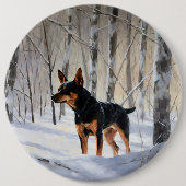 Miniatuur Pinscher Laat Het Sneeuw Kerstmis Ronde Button 6,0 Cm (Voorkant)