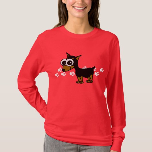 Miniatuur Pinscher Longsleeve T-Shirt - Rood (Voorkant)