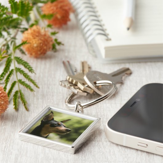 Miniatuur Pinscher (Min-Pin) 2 Sleutelhanger (Zijkant)