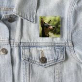 Miniatuur Pinscher (Min-Pin) 2 Vierkante Button 5,1 Cm (In situ)